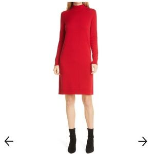 HUGO BOSS Fabelletta Long Sleeve Sweater Dress Sz Medium Red Virgin Wool Blend